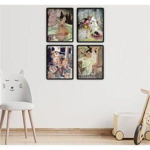 Wall Art Nursery Decor 4 Prints Anne Anderson Fairytale Boy Girl Kids Room